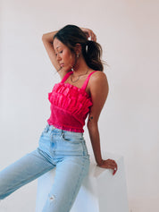 Madelyn Mesh Ruffle Top