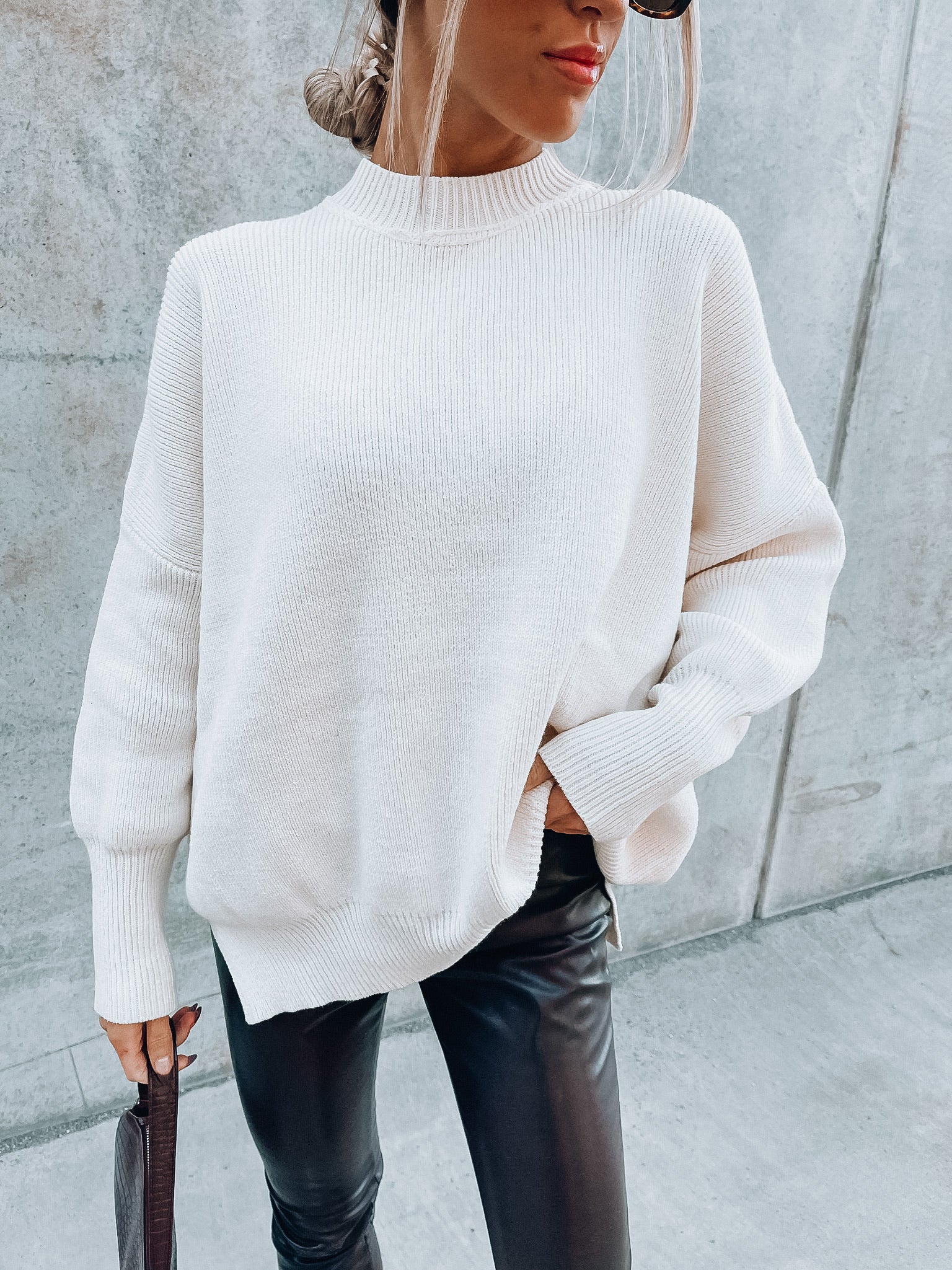 Fall Breeze Knit Sweater In White