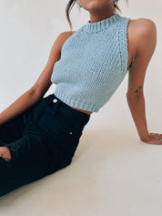 Kaelie Sleeveless Knit Top In Blue