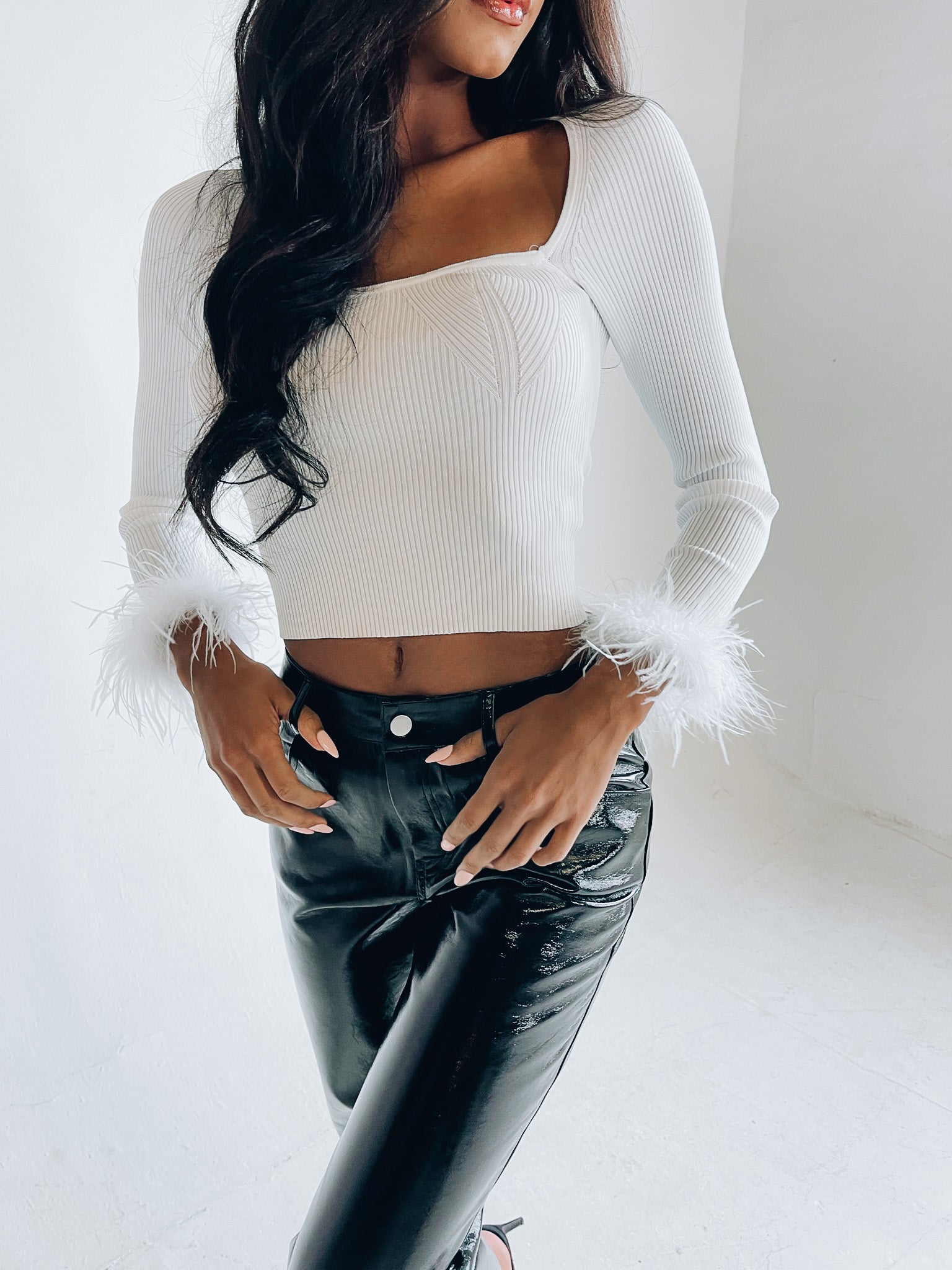 Paisley Ribbed Feather Top