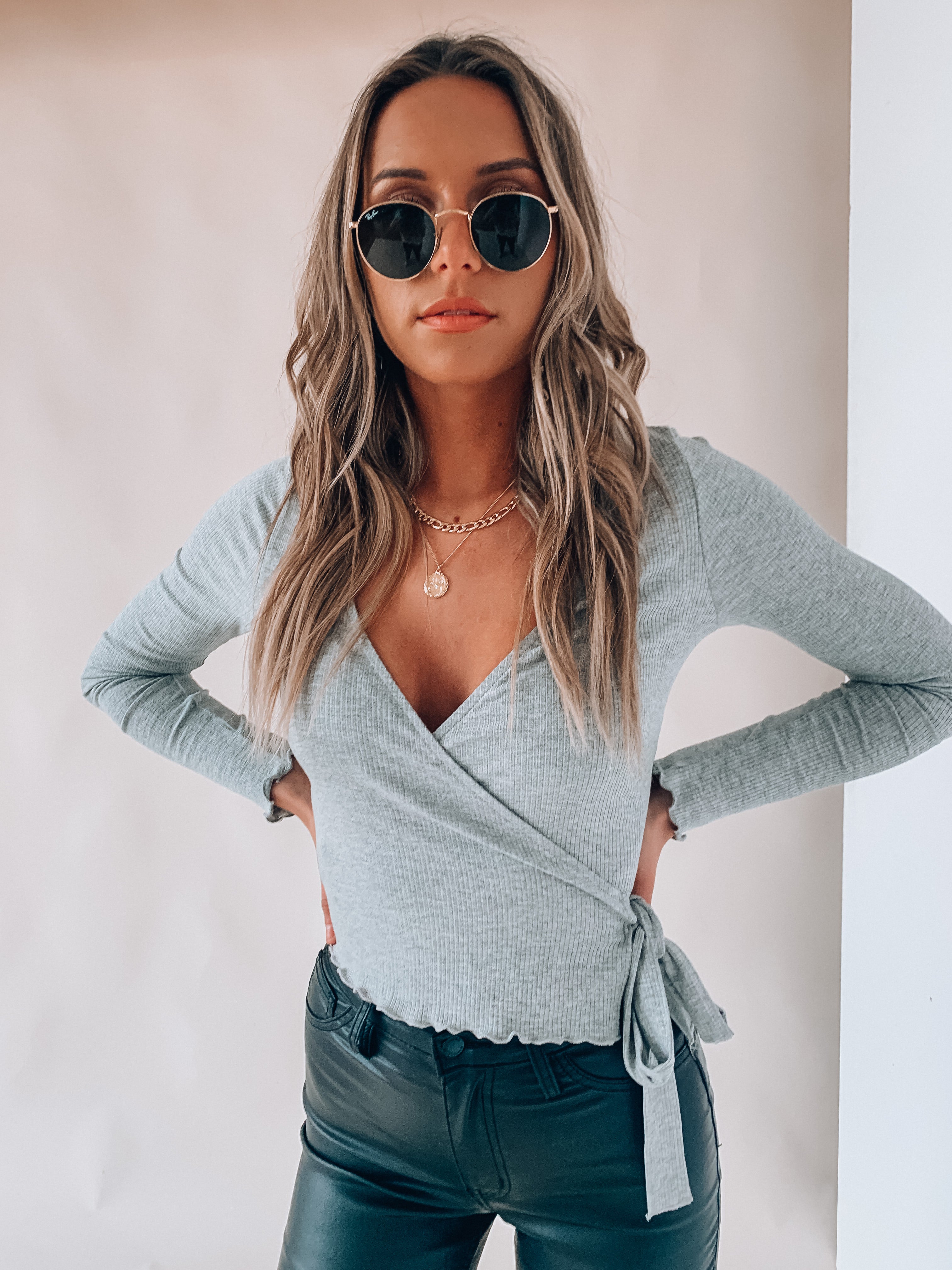 Heather Wrap Tie Top
