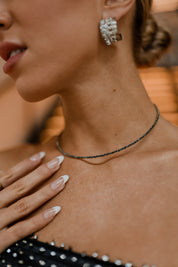 Gunmetal Diamond Choker Necklace