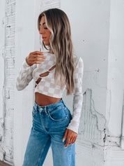 SALE :Checkered Long Sleeve Top