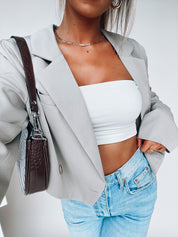 Stone Grey Devon Cropped Blazer