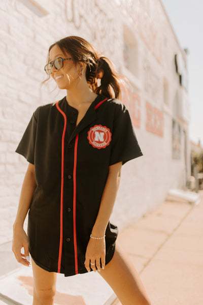 Husker Baseball Jersey In Black – Madida Clothing