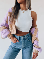 Marisol Color Block Cropped Cardi