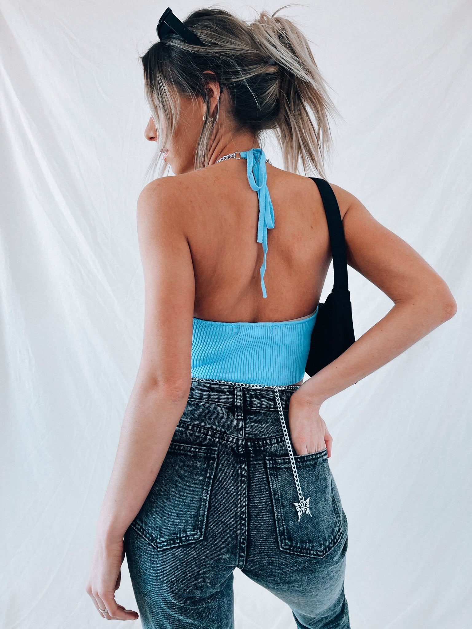 SALE: Baby Blue Chained Halter