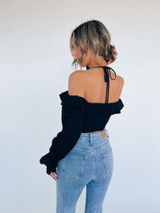SALE :Alena Off The Shoulder Bustier Top In Black