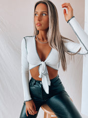 SALE : Jemma Tie Top In White
