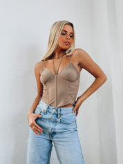 Taryn Corset Top In Taupe