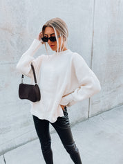 Fall Breeze Knit Sweater In White