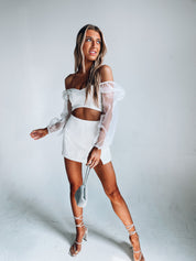 Kaylin Sheer Sleeve Crop Top