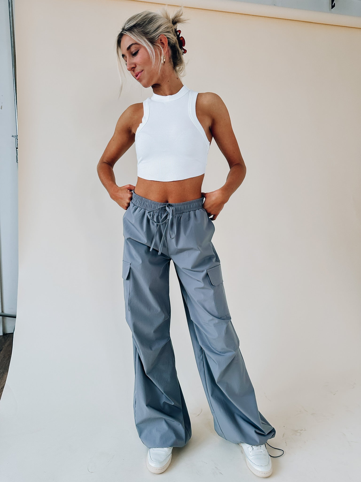 Nalani Cropped Sleeveless Top In White