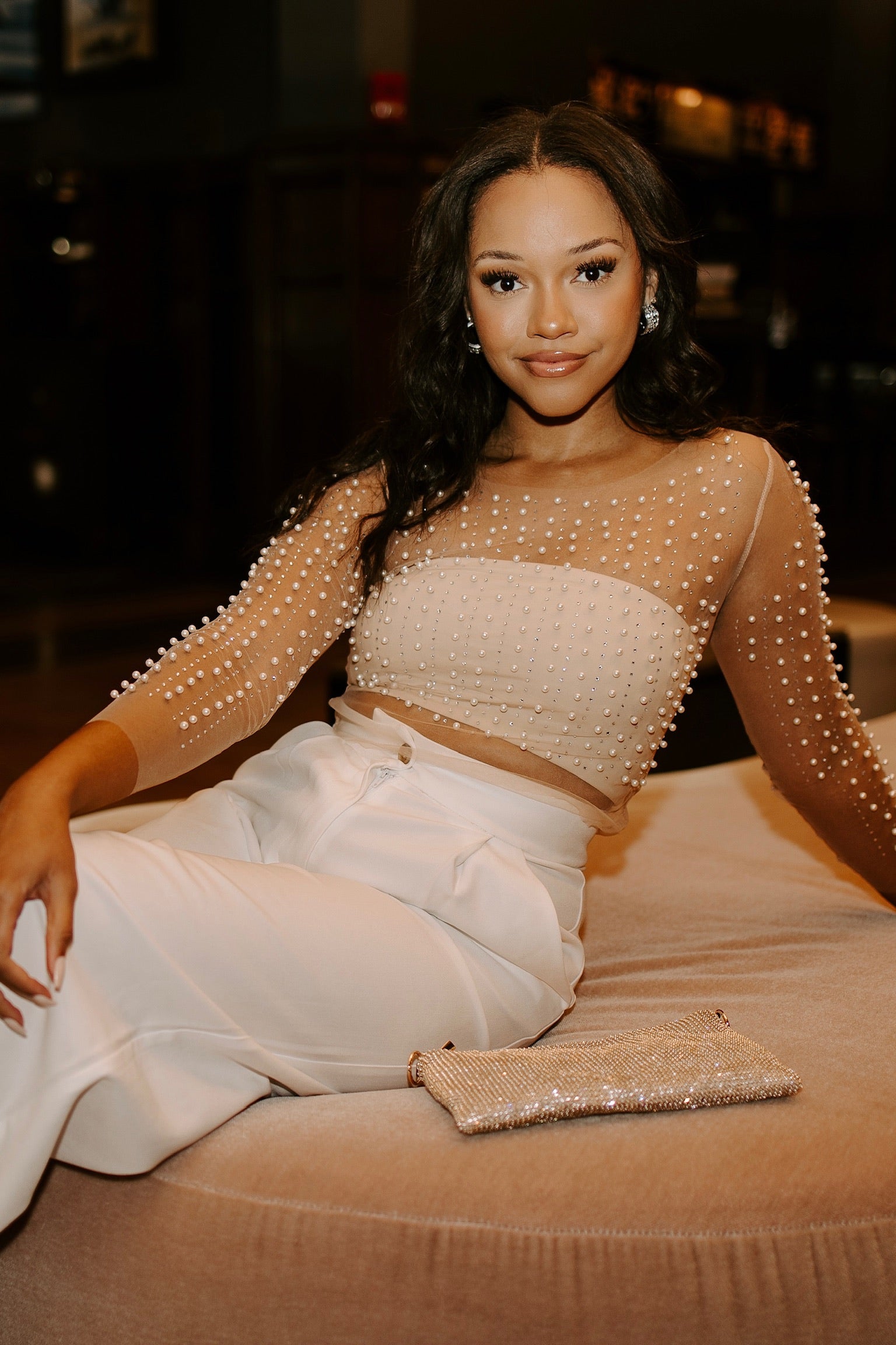 Lizzie Pearl Mesh Top