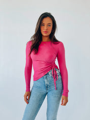 Jemma Pink Ribbed Long Sleeve