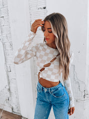 SALE :Checkered Long Sleeve Top