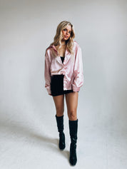 Dusty Pink Silk Button Up