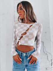 SALE :Checkered Long Sleeve Top