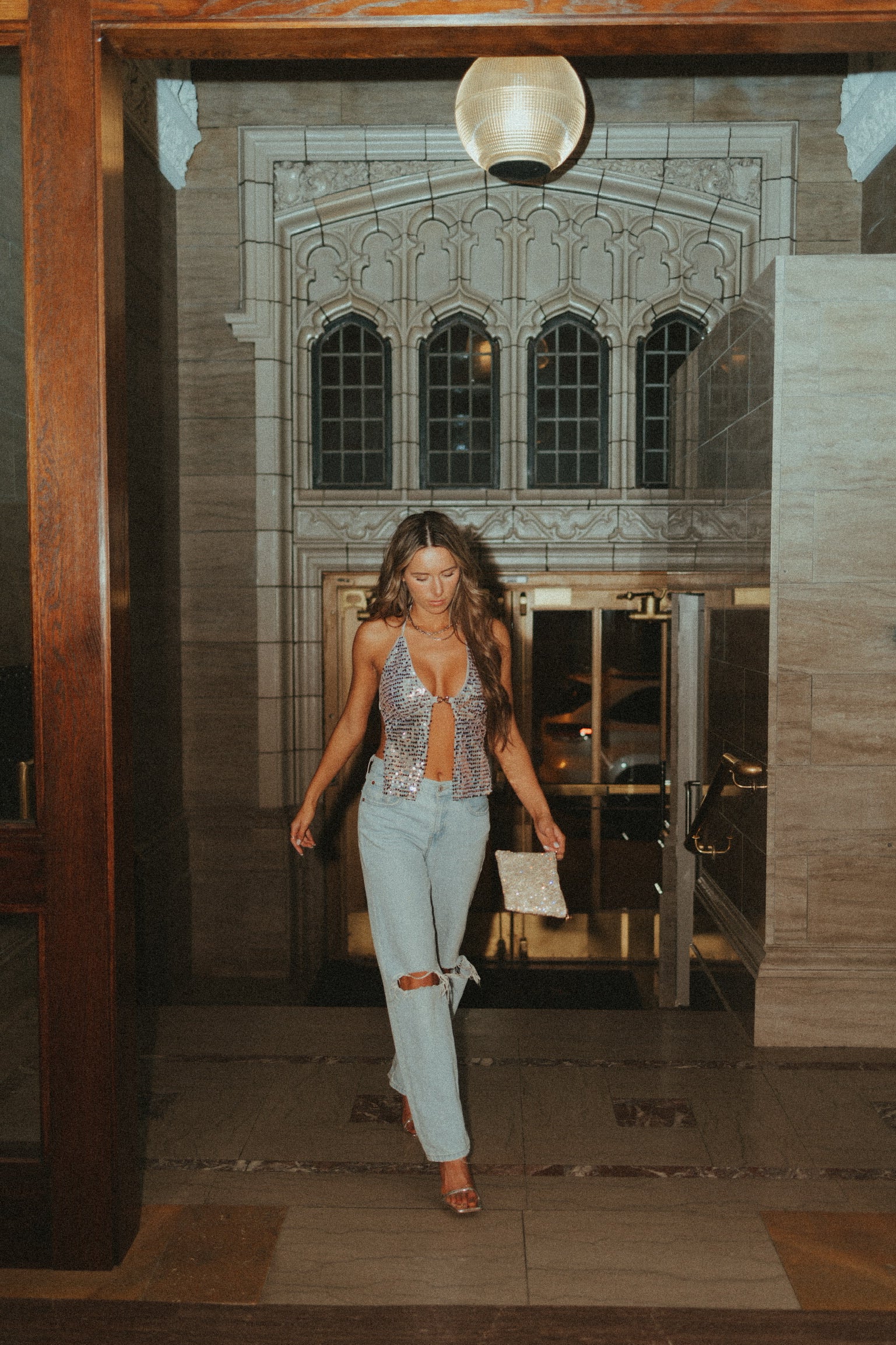 Noelle Halter Sequin Top