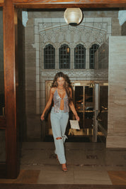 Noelle Halter Sequin Top