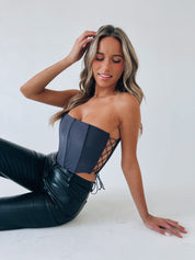 Stassi Grey Strapless Corset Top