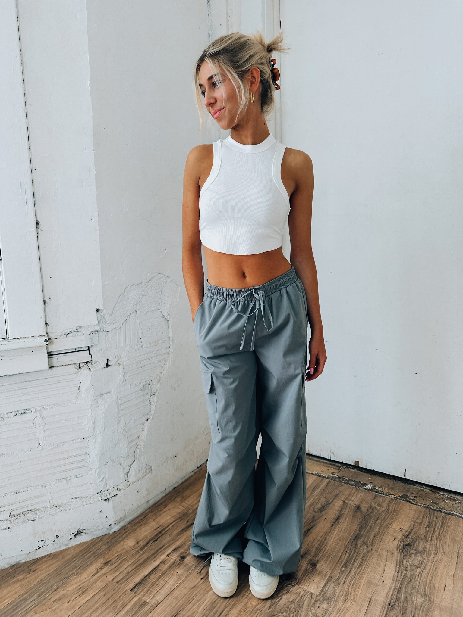 Nalani Cropped Sleeveless Top In White