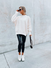 Fall Breeze Knit Sweater In White