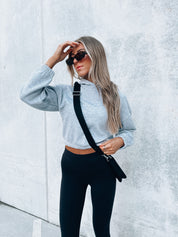 Lounge Around Cropped Grey Hoodie