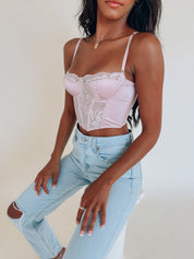 Mauve Silk Lace Bustier Top
