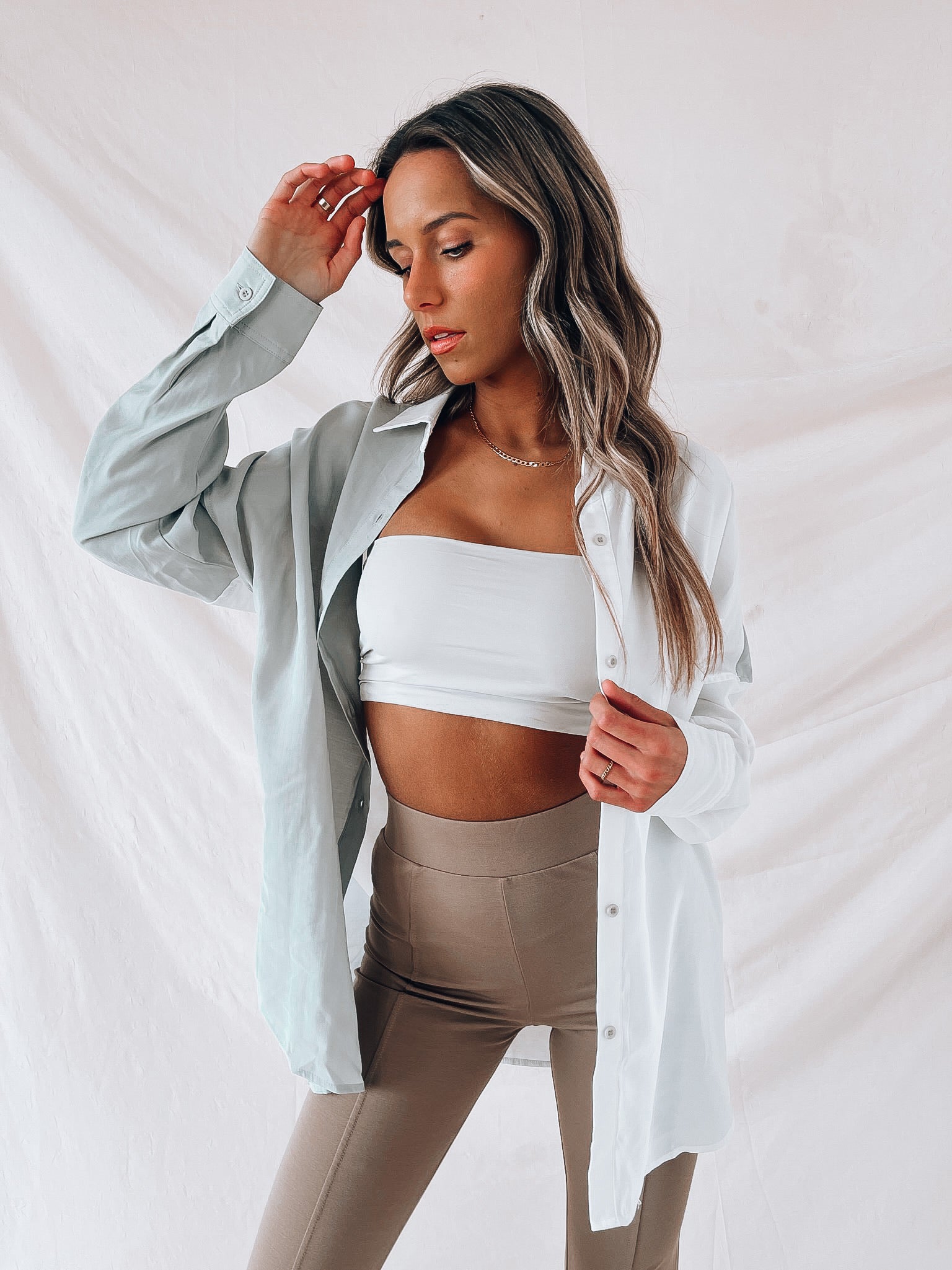 Sage Kalven Colorblock Button Down