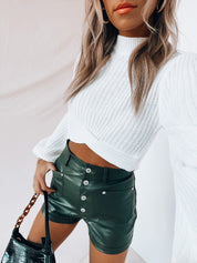 SALE : Olive Pleather Shorts