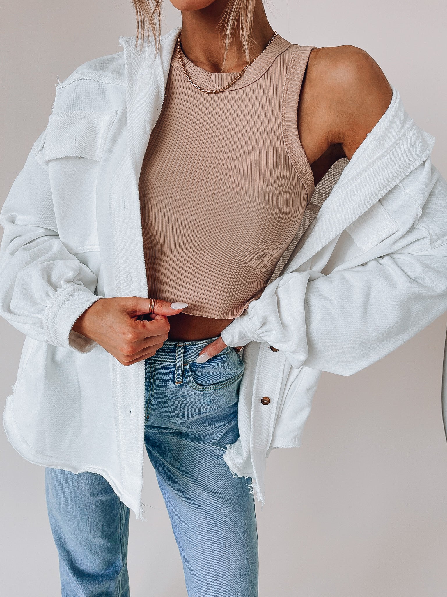 Jessika Button Down Ivory Shacket