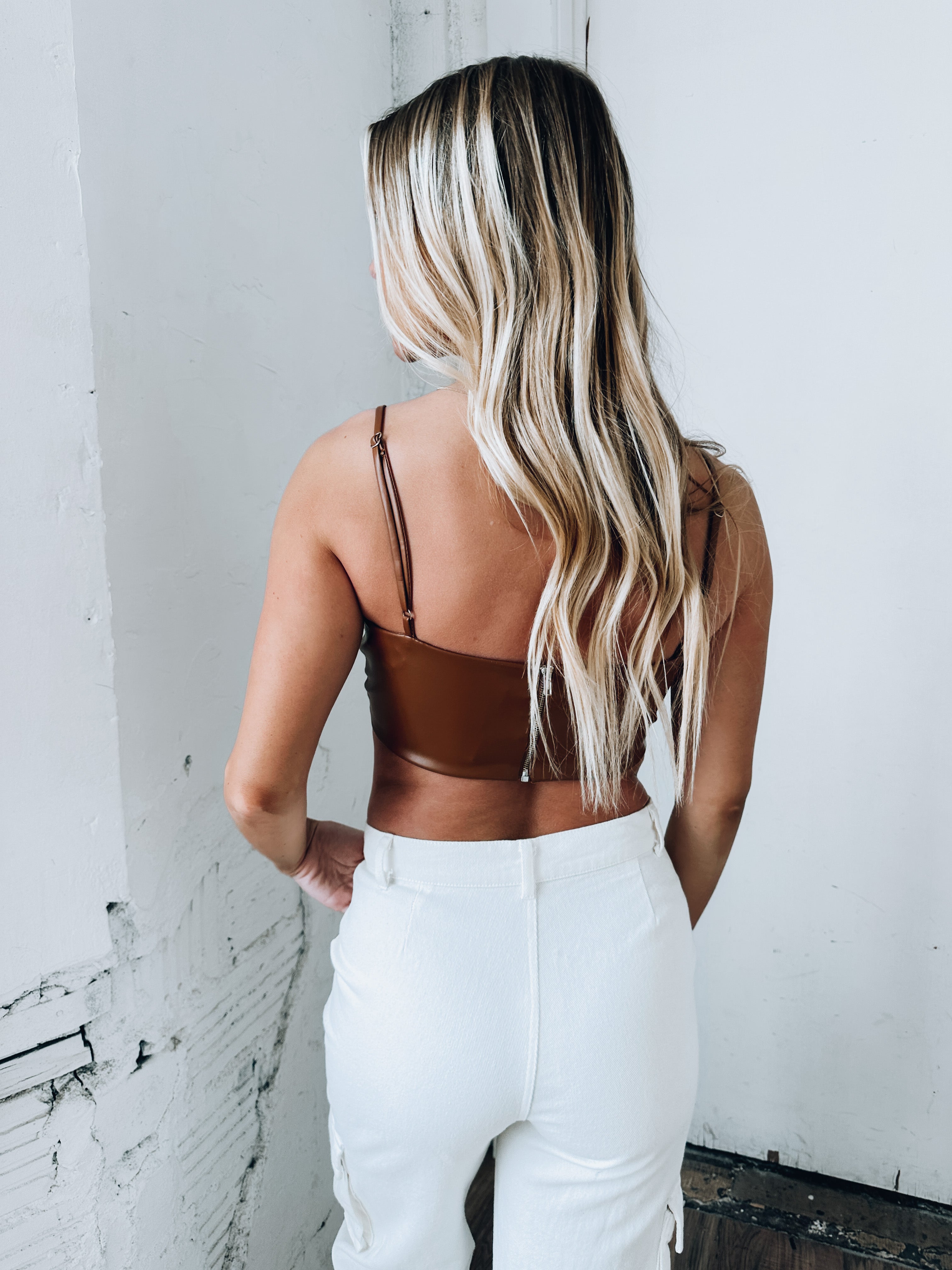 Dylan Cropped Pleather Top