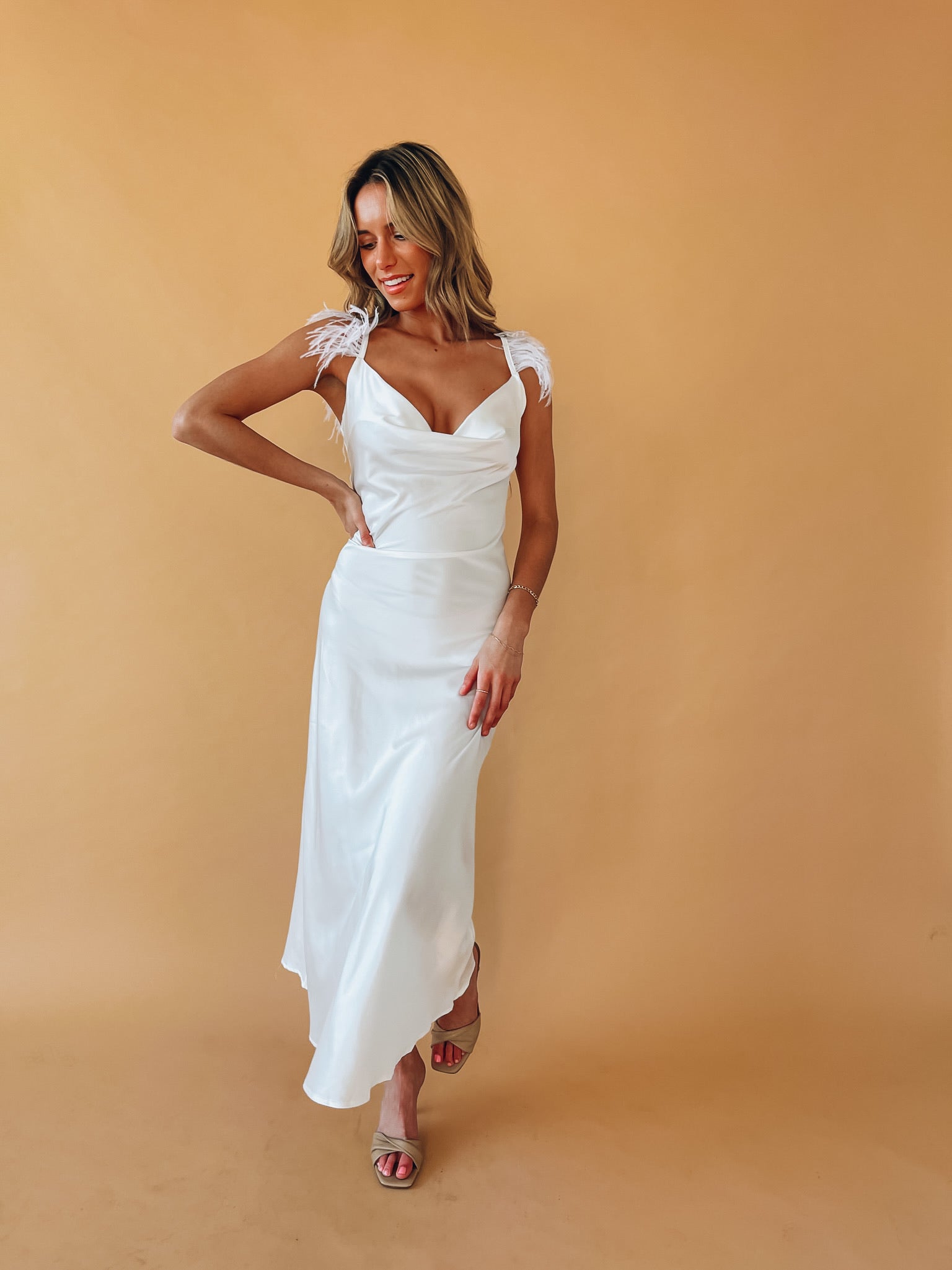 Natalia Feather Detail Maxi Dress