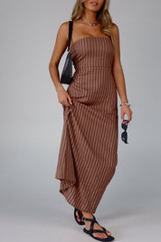 Maranda Strapless Linen Blend Maxi Dress