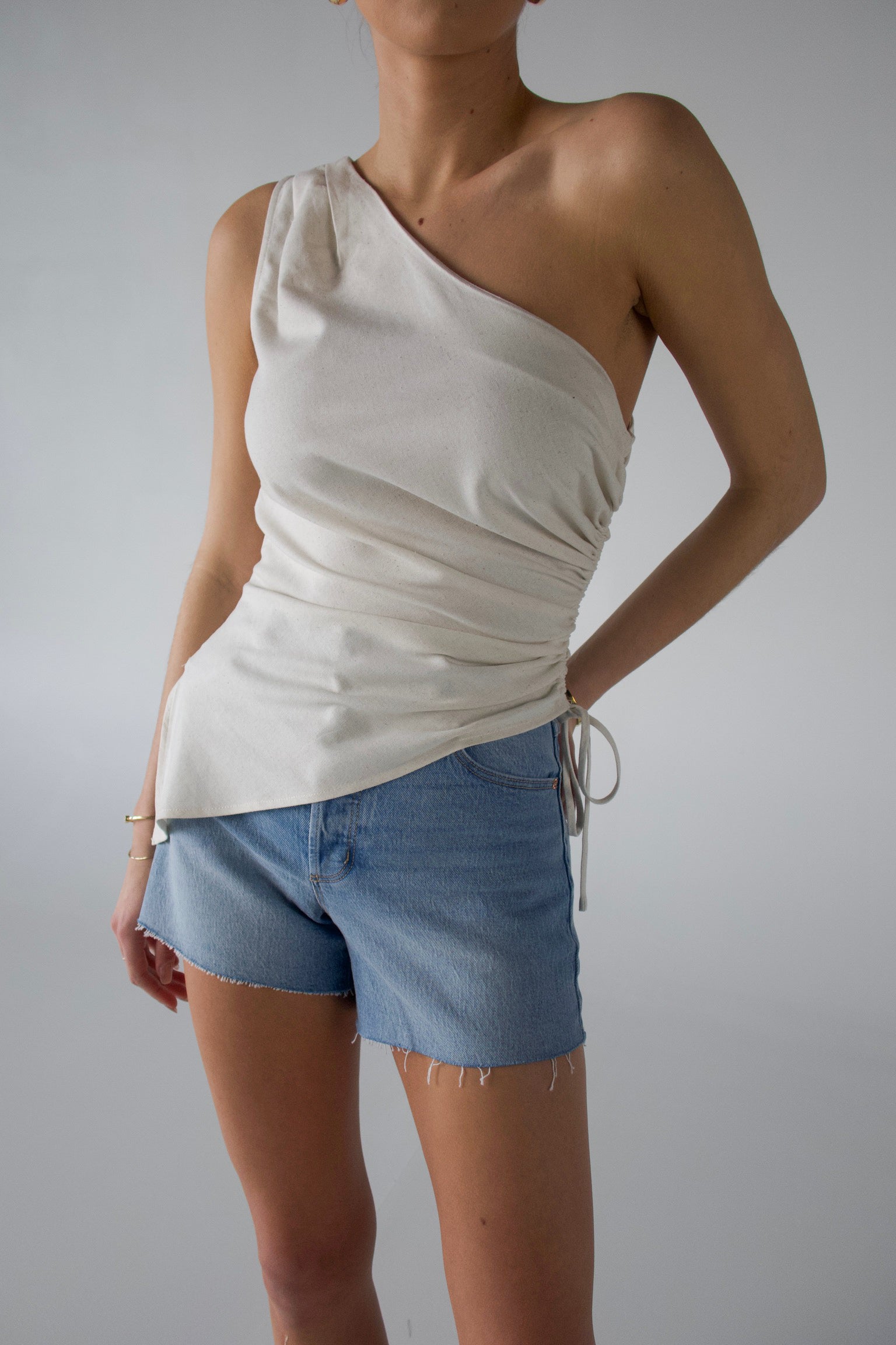 Inez Linen One Shoulder Top