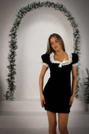 Clara Black Velvet Mini Dress