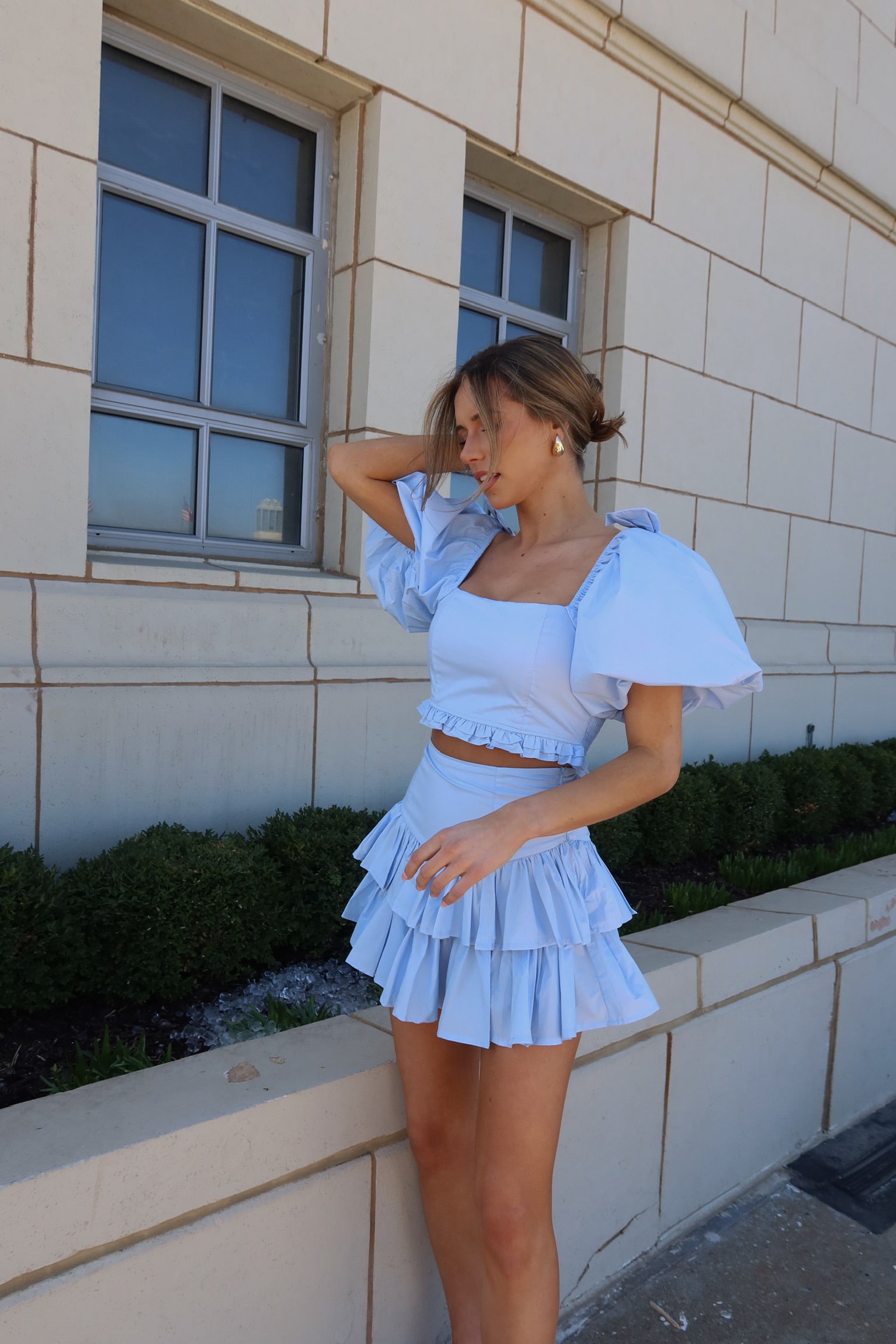 Zoe Puff Sleeve Crop Top And Skirt Set