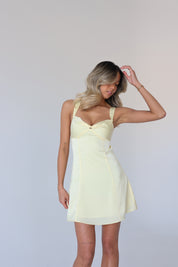 Lyra Satin Mini Dress in Yellow