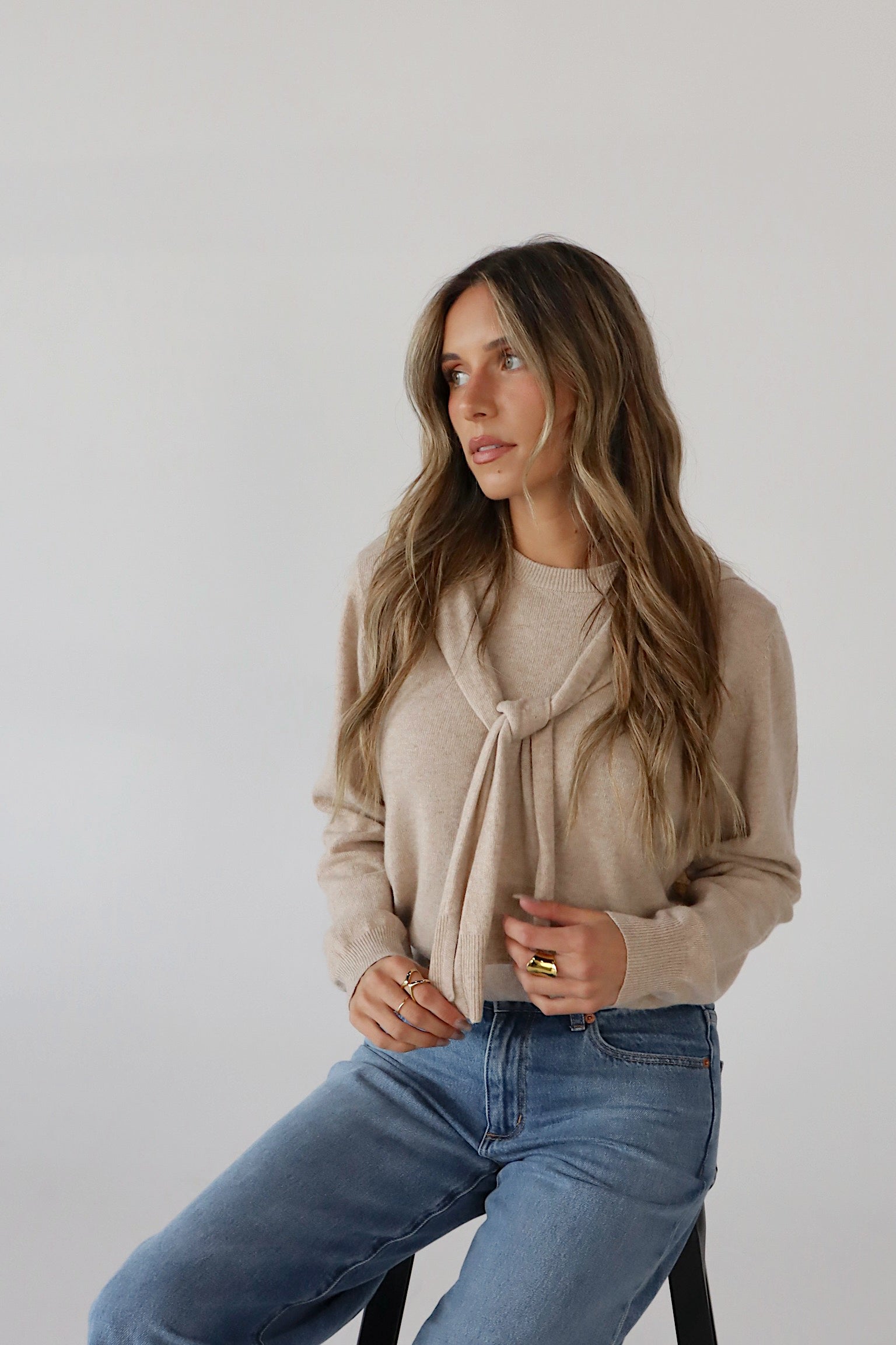Tied Up Beige Sweater