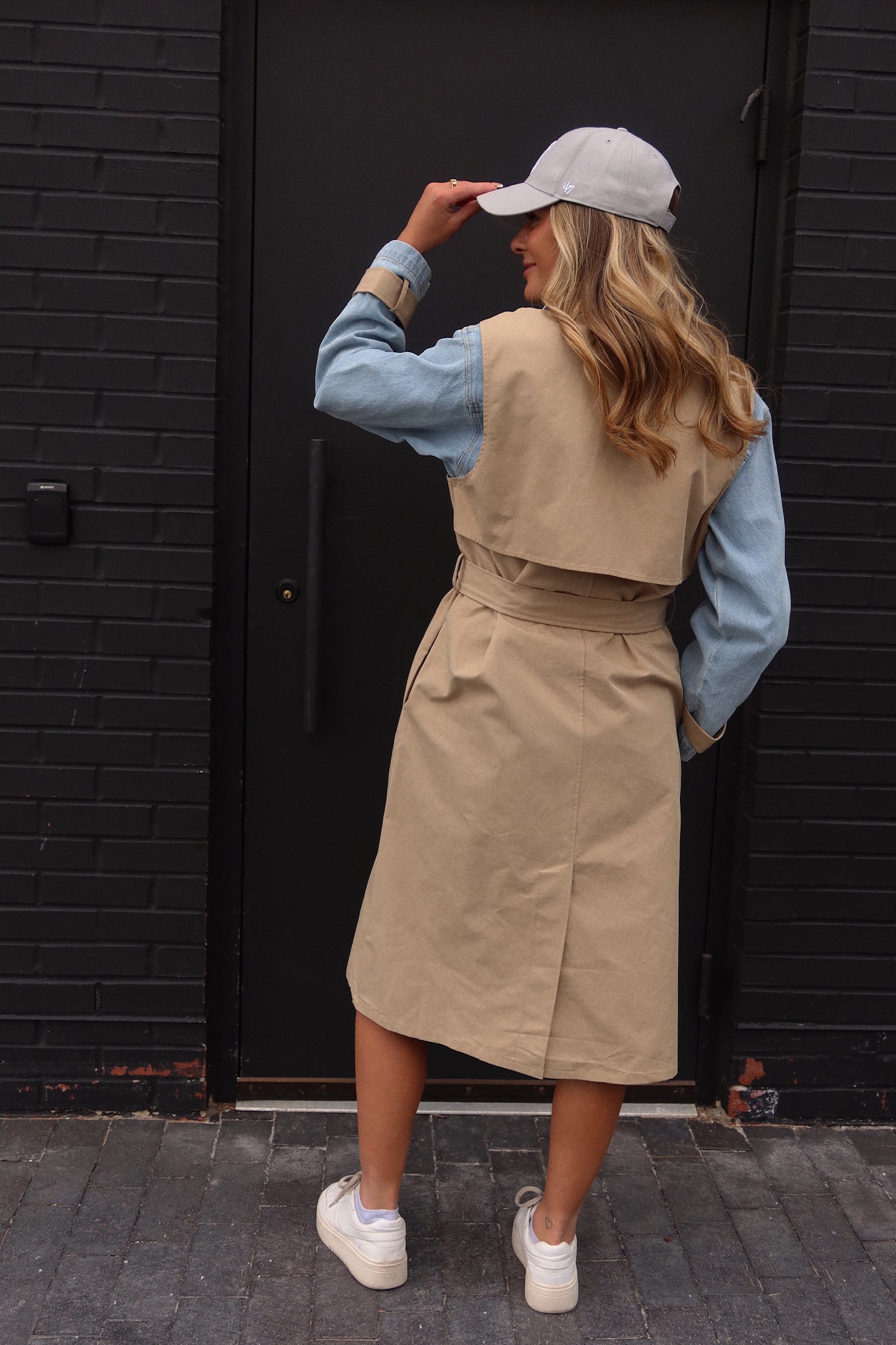 Paige Khaki Combo Trench Coat Madida Clothing