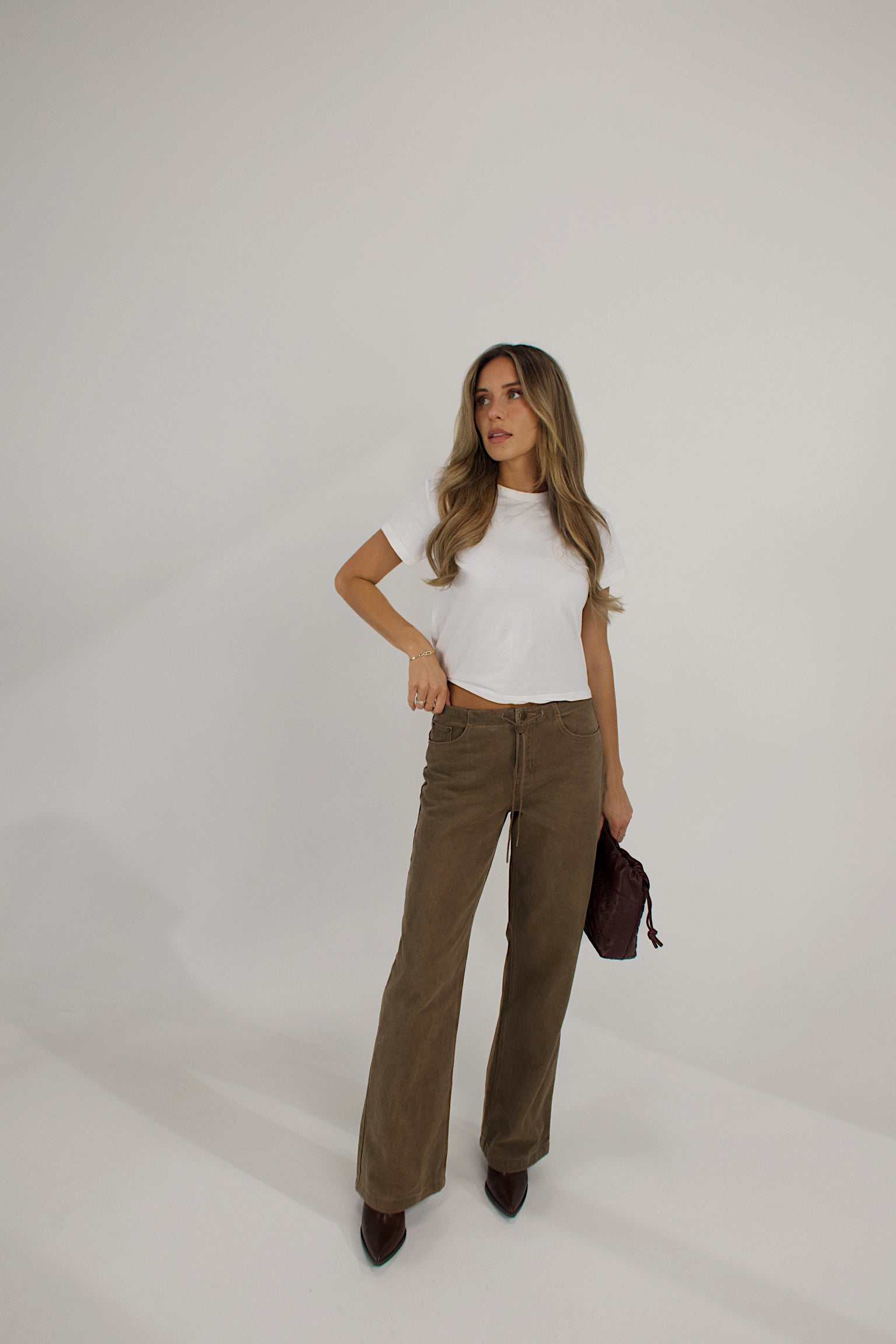 Nia Drawstring Jean In Brown