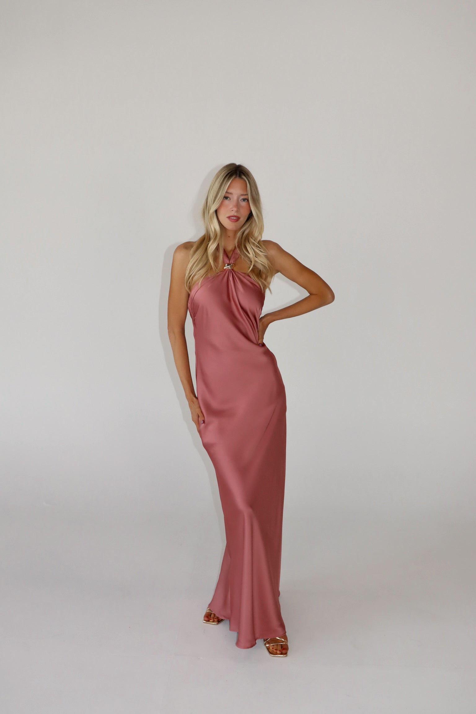 Arabella Satin Halter Maxi Dress