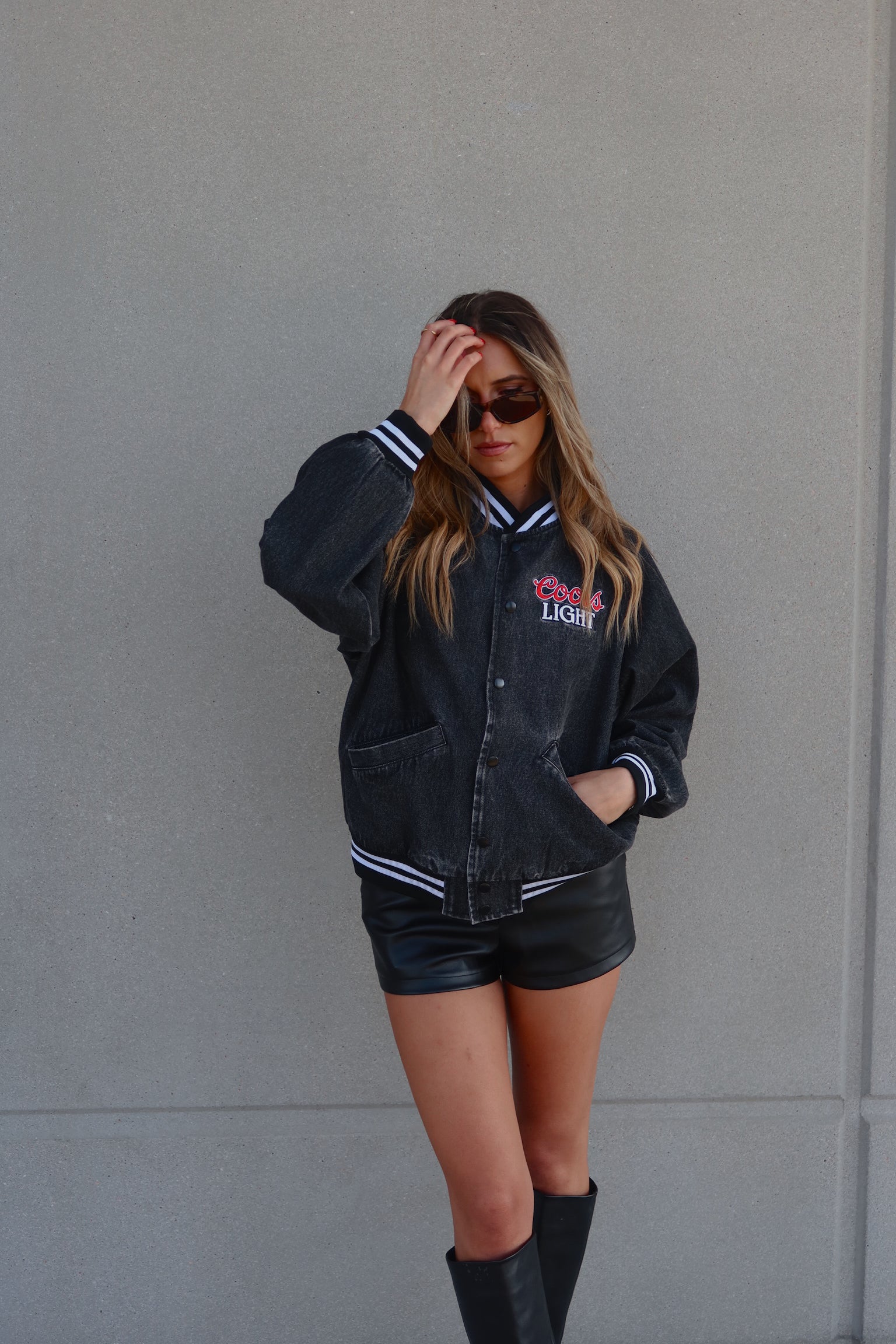 Coors Black Denim Bomber Jacket