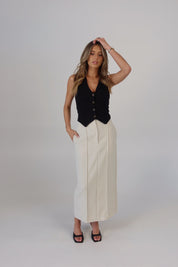 Tailored Maxi Skirt in Beige