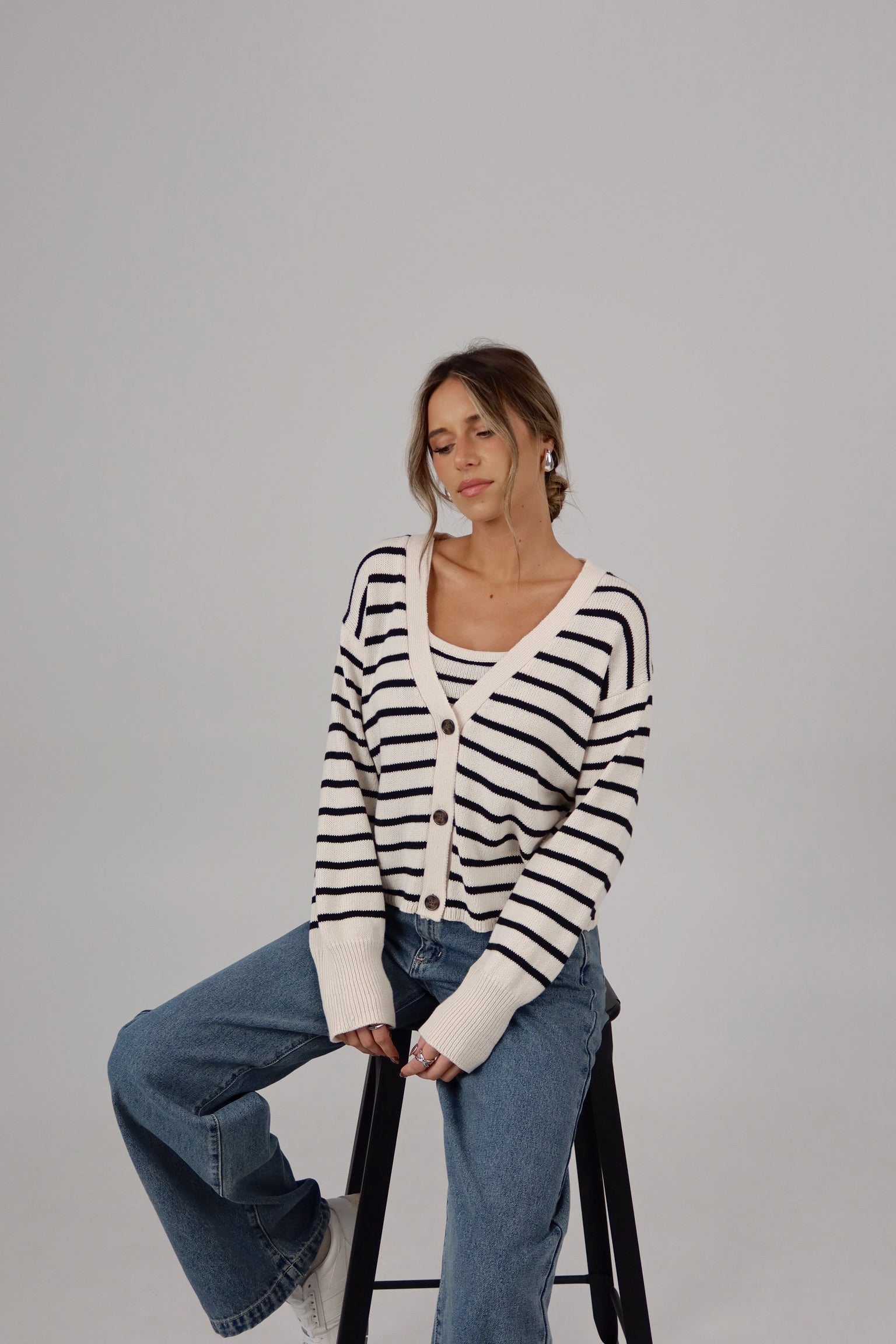 The Striped Knit Cardigan & Tank Set