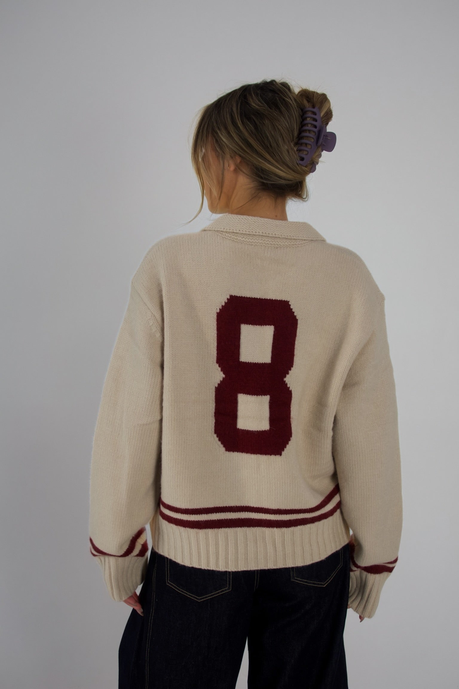8 Varsity Zip Up Cardigan