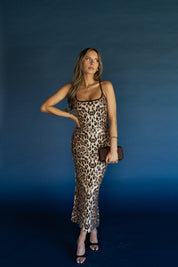 Leopard Print Sequin Midi Dress