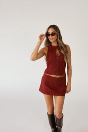 Jovie Burgundy Denim Top