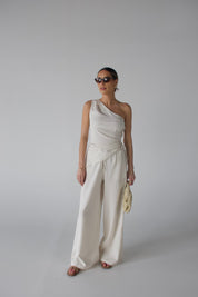 Inez Linen One Shoulder Top